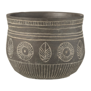 J-Line cache-pot Fresque - ciment - gris - large - Ø 23.5 cm