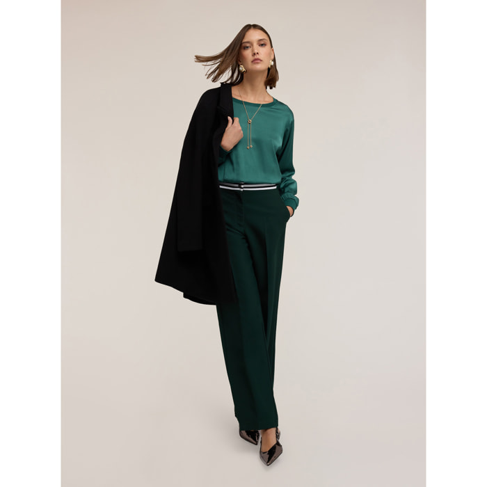 Motivi - Blusa in crepe de chine con vestibilità boxy - Verde