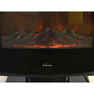 Chimenea Eléctrica 2kW de cristal templado negro con mando a distancia CHE-340 PURLINE
