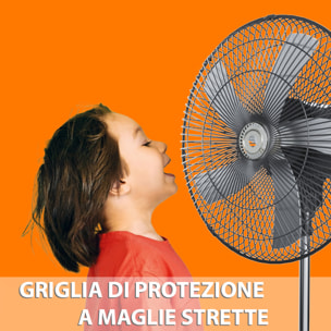 Ventilatore A Piantana Potente Da 75W Per Pavimento 5 Pale In Acciaio Da 42 Cm Silenzioso 3 Velocità Oscillante Altezza e Inclinazione Regolabili