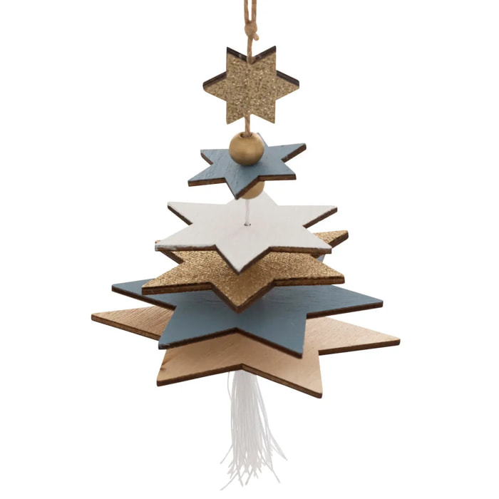 SDN BOIS SAPIN POMPOM BL 18CM