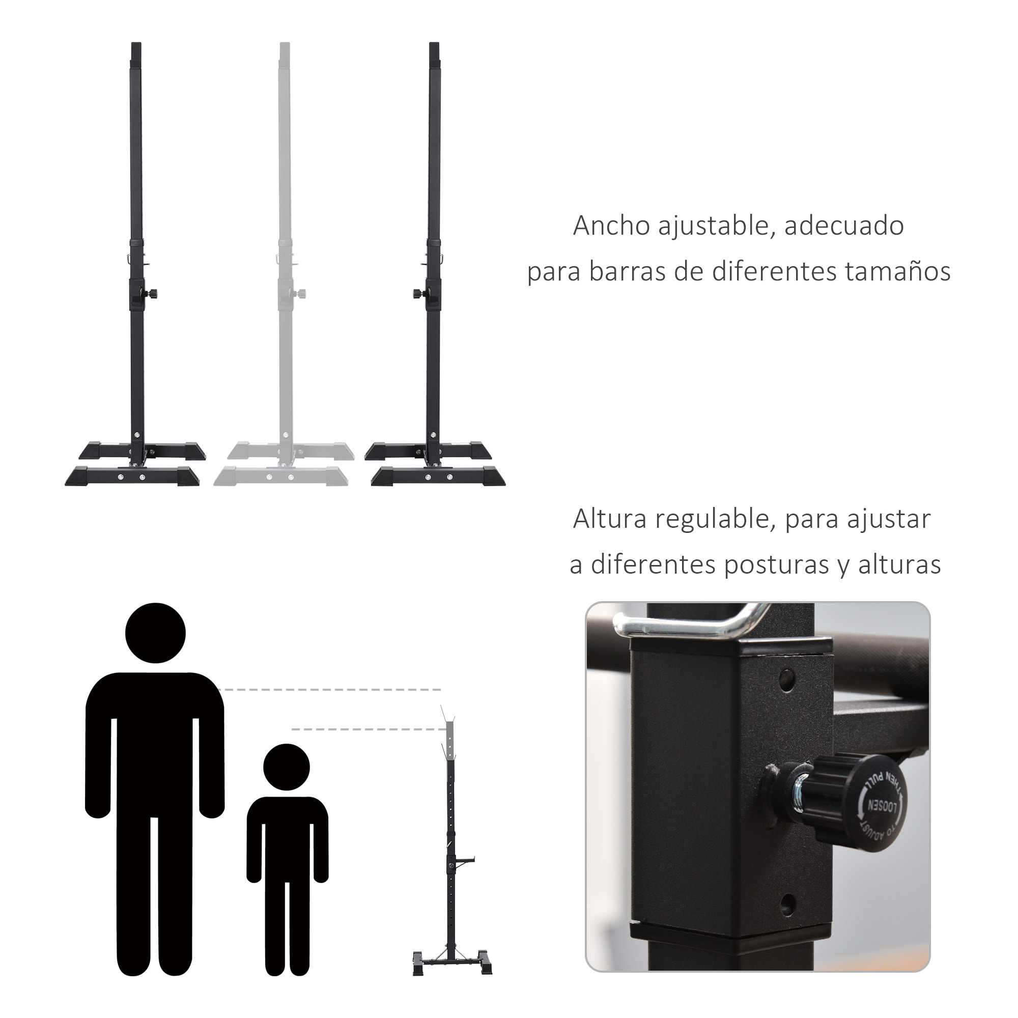 Soporte para Barras de Pesas Ajustable en Altura de 124-154 cm Carga Máx. 150 kg