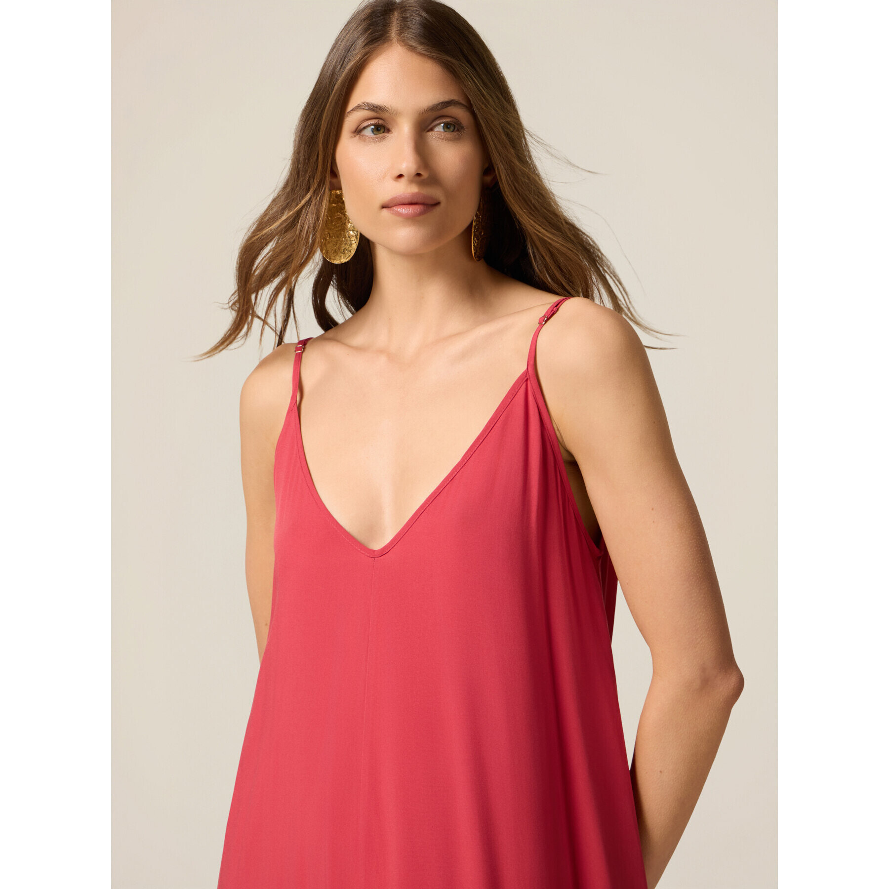 Oltre - Vestido largo de viscosa - Rojo