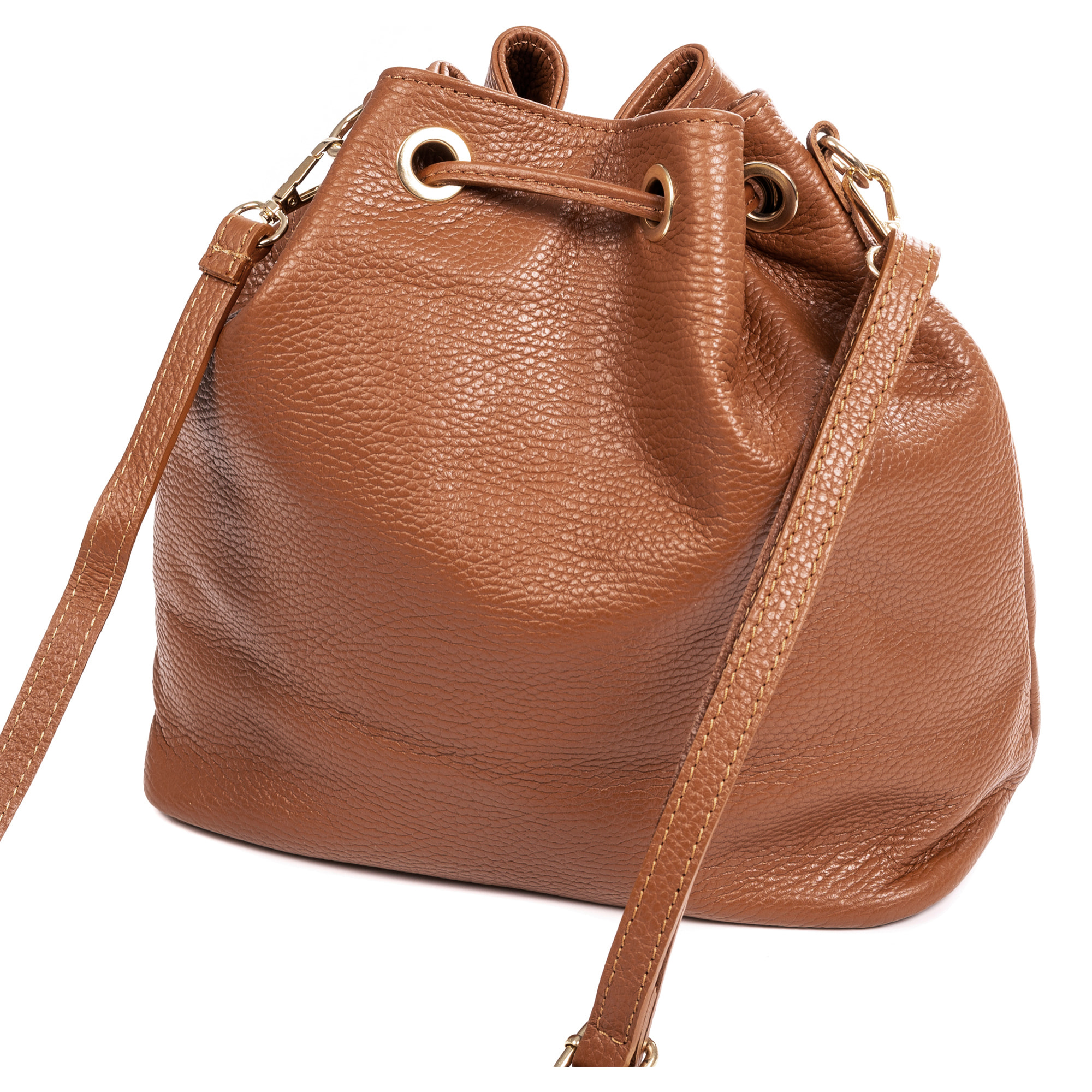 Arzene bolso bandolera piel auténtica dollaro. Diseño cool fruncido y borlas en el frontal