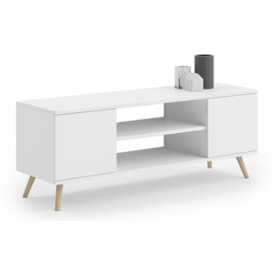 Mobile Porta TV Focus Bianco con Piedini in Legno di Faggio