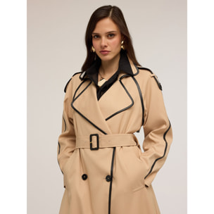 Motivi - Gabardina cruzada con ribetes - Beige