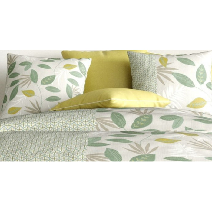 Parure housse de couette coton vert