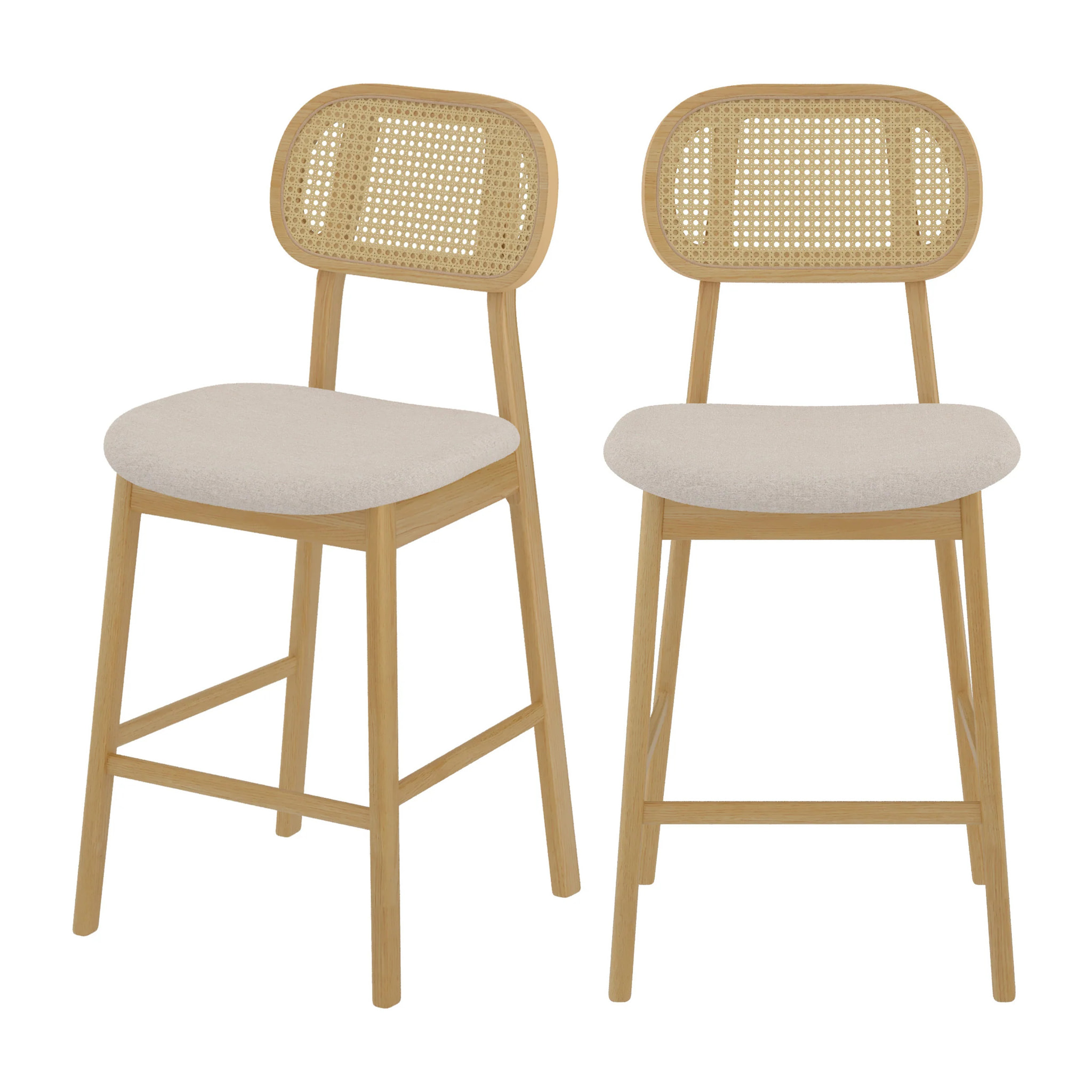 Lot de 2 chaises pour îlot central 64,5 cm en tissu beige - Maria