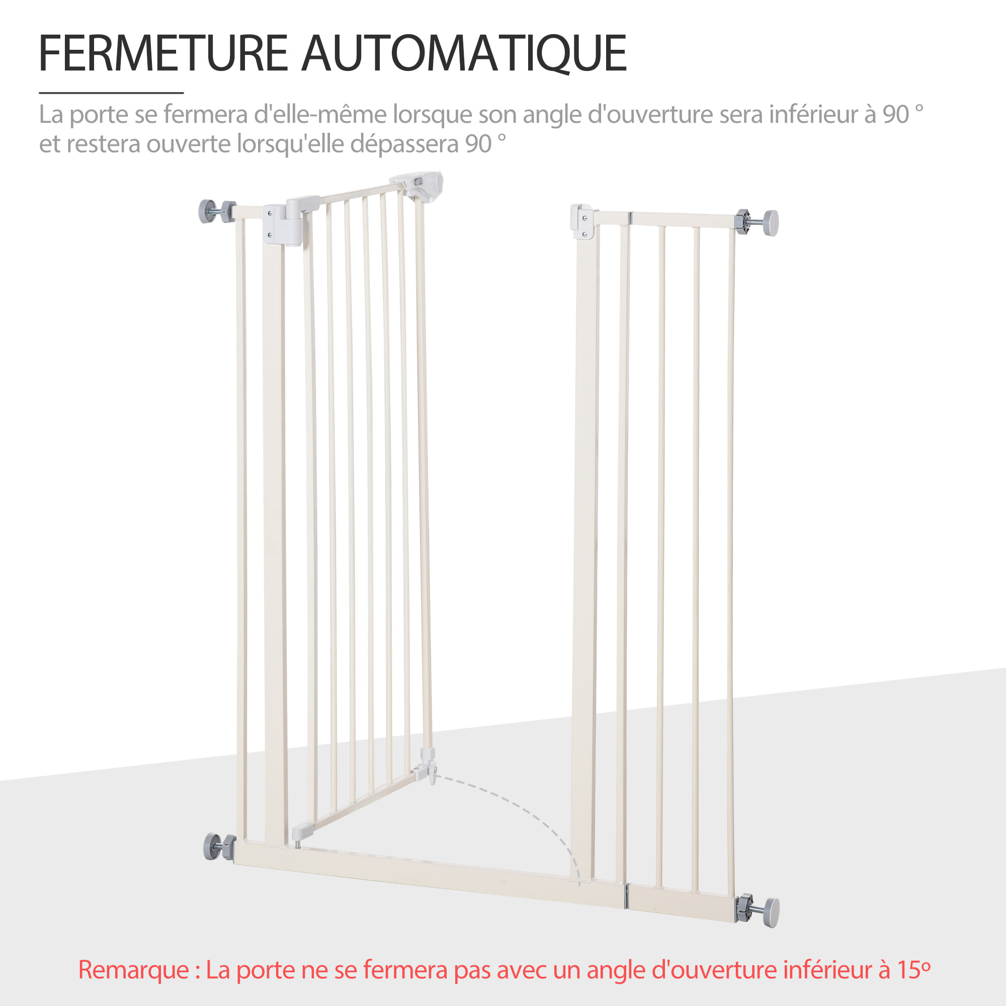 Barrière de sécurité longueur réglable dim. 74-84 cm ou 92-102 cm sans perçage métal plastique blanc