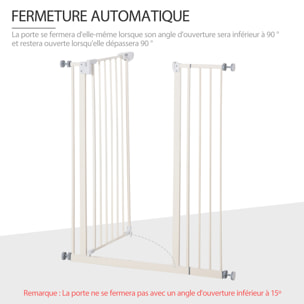 Barrière de sécurité longueur réglable dim. 74-84 cm ou 92-102 cm sans perçage métal plastique blanc