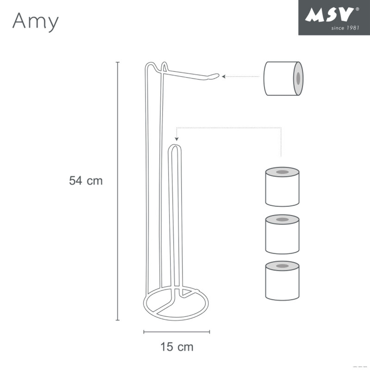 Porte rouleau papier wc sur pied avec réserve AMY Acier Blanc mat MSV