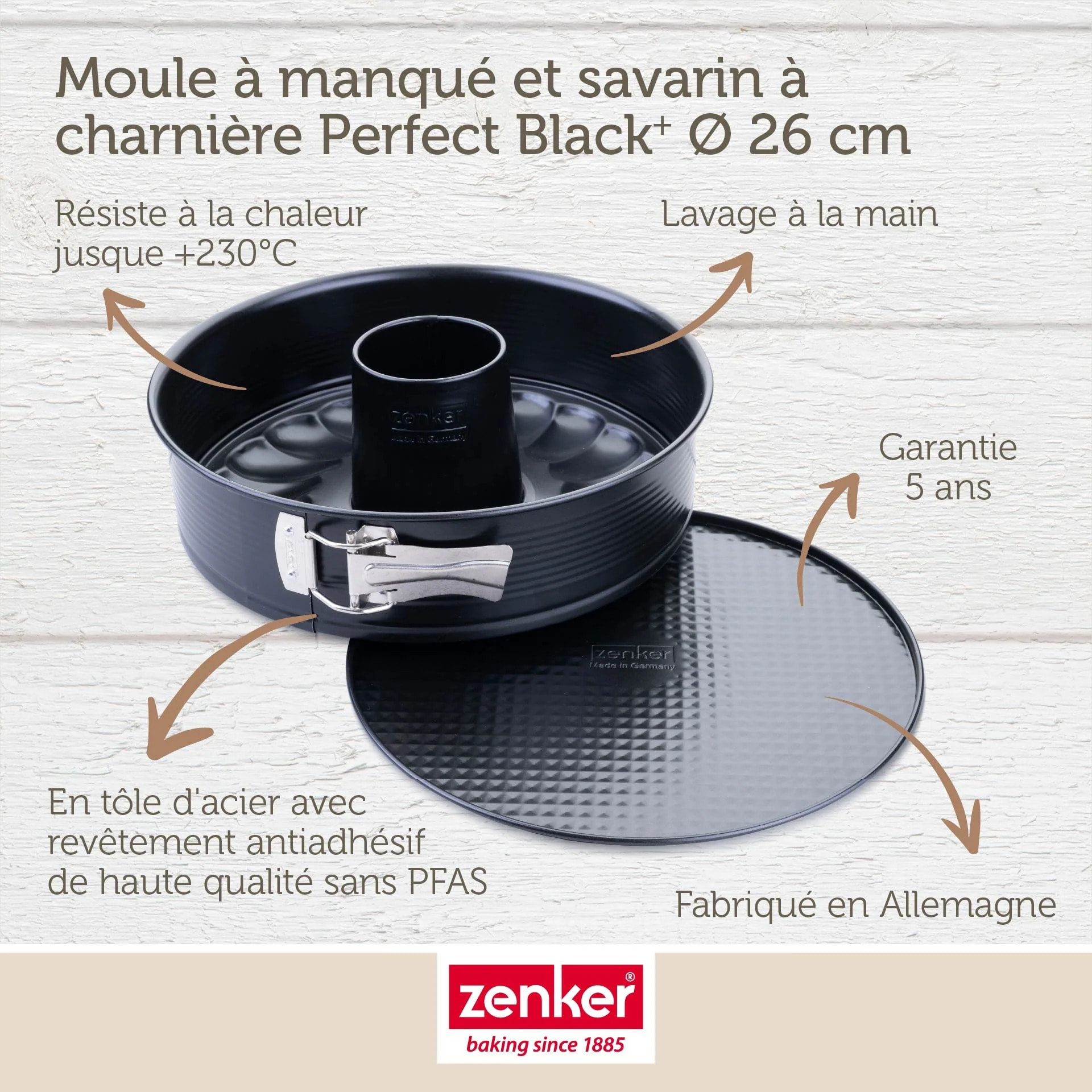 Moule à manqué et à savarin double fond 26 cm Zenker PerfectBack+