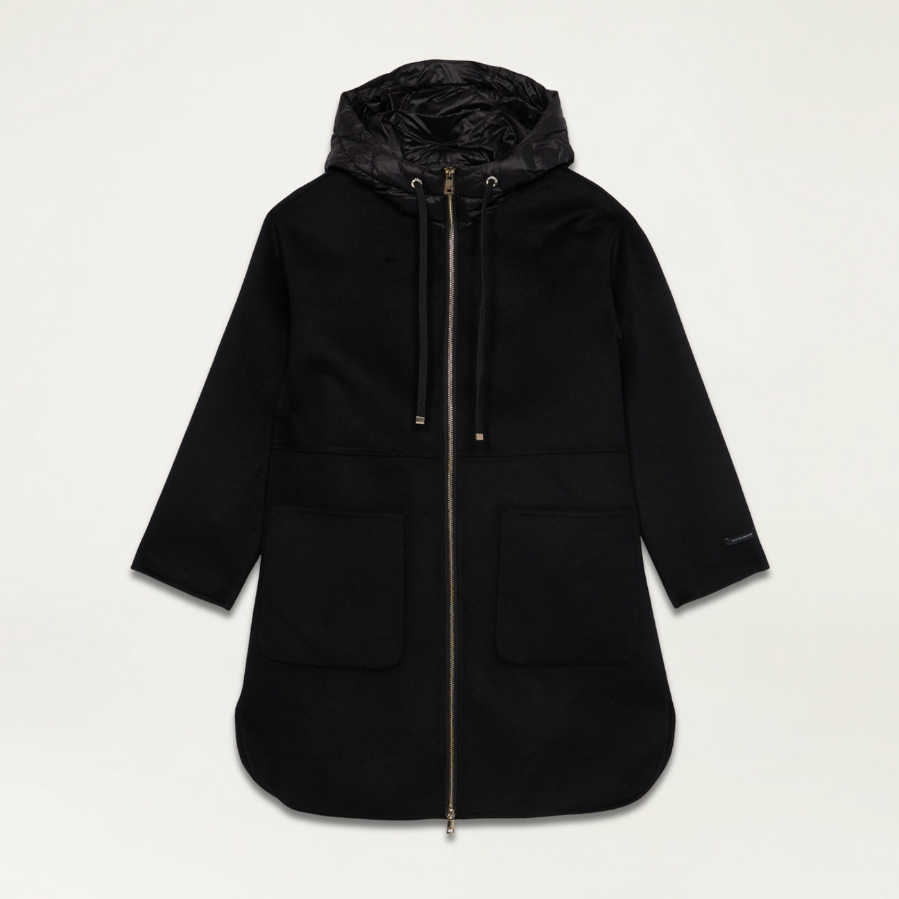 Oltre - Abrigo de paño con capucha de nailon - Negro