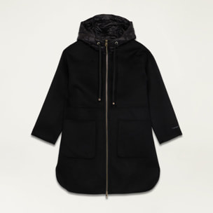 Oltre - Abrigo de paño con capucha de nailon - Negro