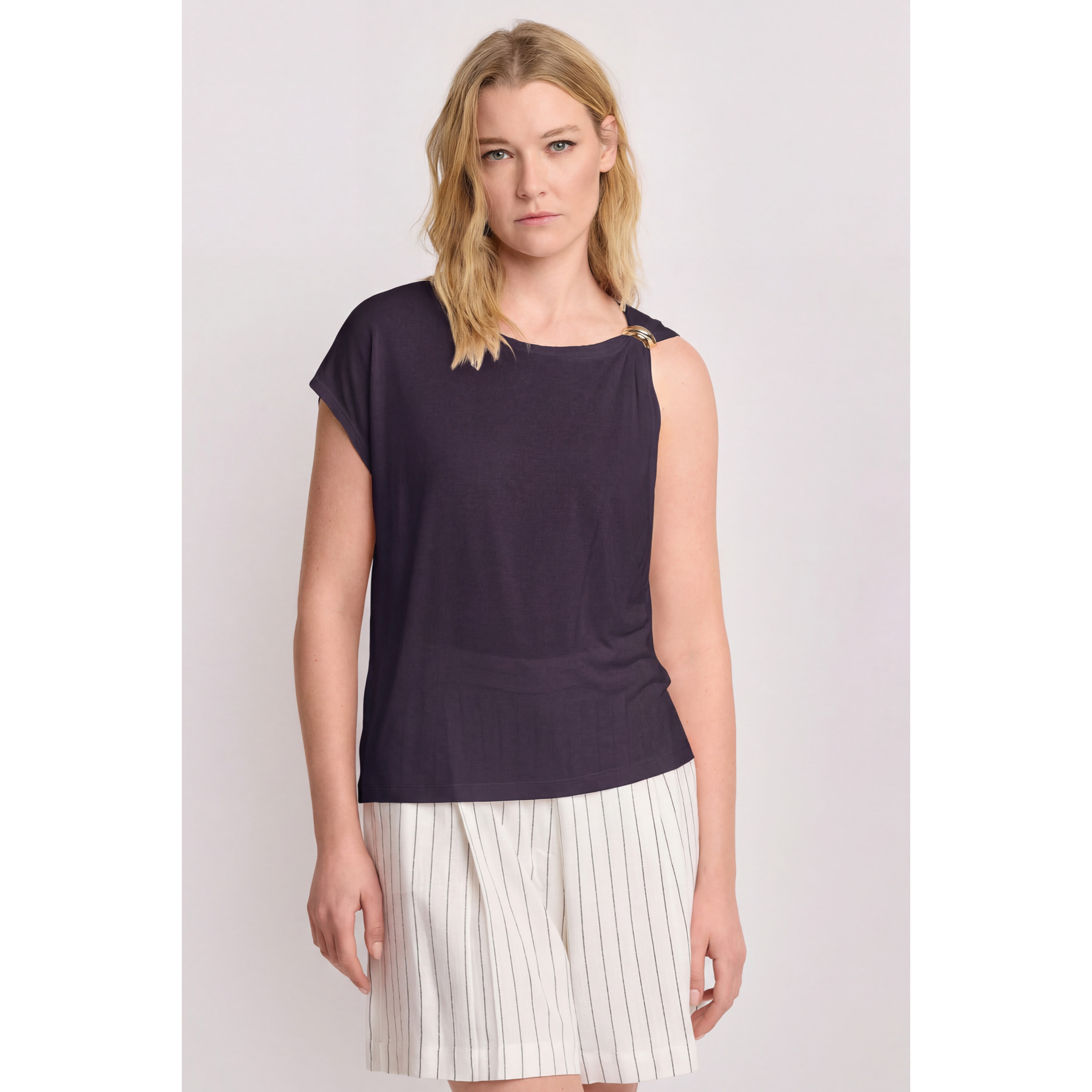 Kocca - T-shirt con dettaglio gioiello Donna, Tinta unita, Girocollo