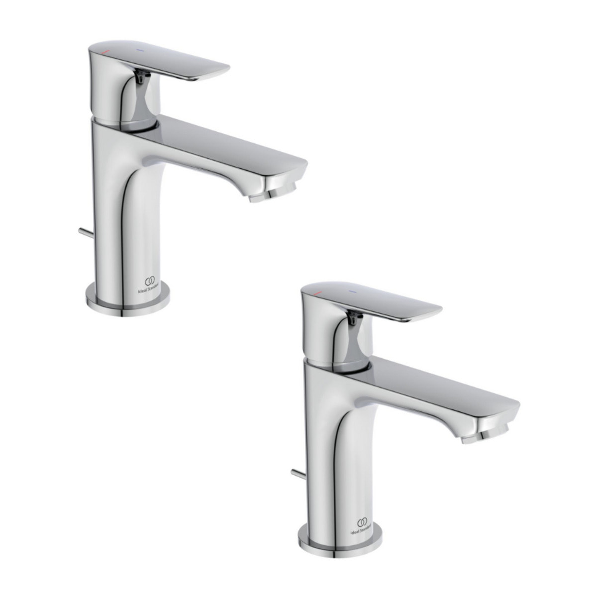 Lot de deux mitigeurs lavabo IDEAL STANDARD Connect air avec tirette et vidage chrome