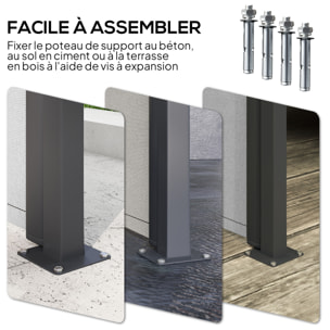 Store latéral brise-vue paravent rétractable de jardin dim. 3 x 2 m alu. polyester gris clair