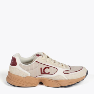 Sneaker con Suola Running in Tessuto e Pelle