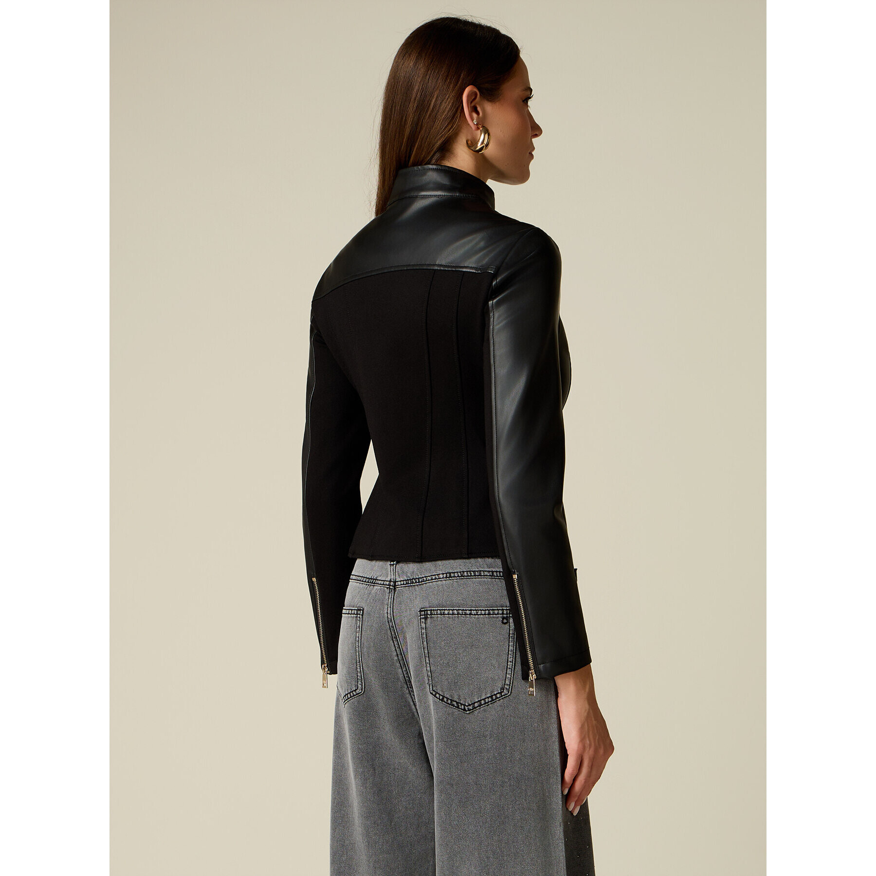 Oltre - Cazadora biker bimaterial - Negro