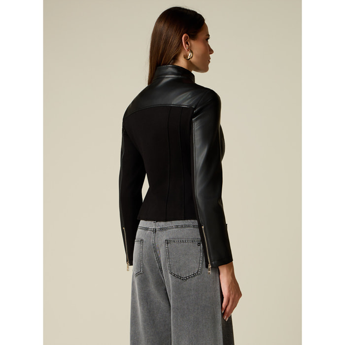 Oltre - Cazadora biker bimaterial - Negro
