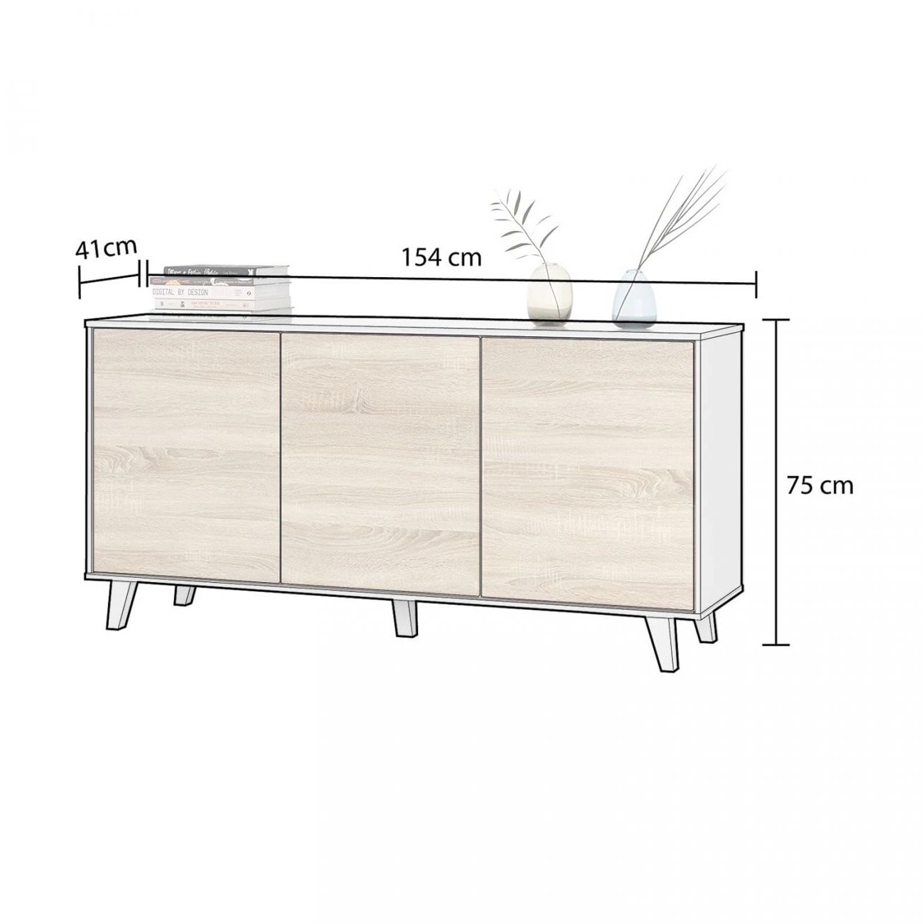 Aparador Niva Blanco Brillo - Roble Canadian