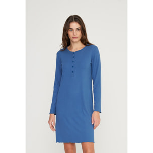 Camicia da notte donna florencia in costina di viscosa con collo a cinque bottoni Noidinotte