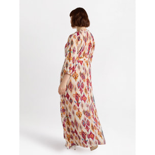 Fiorella Rubino - Vestido largo con estampado ikat - Beige