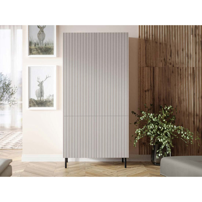 Timote - armoire avec penderie et étagères - écru - 185x90 cm - Écru