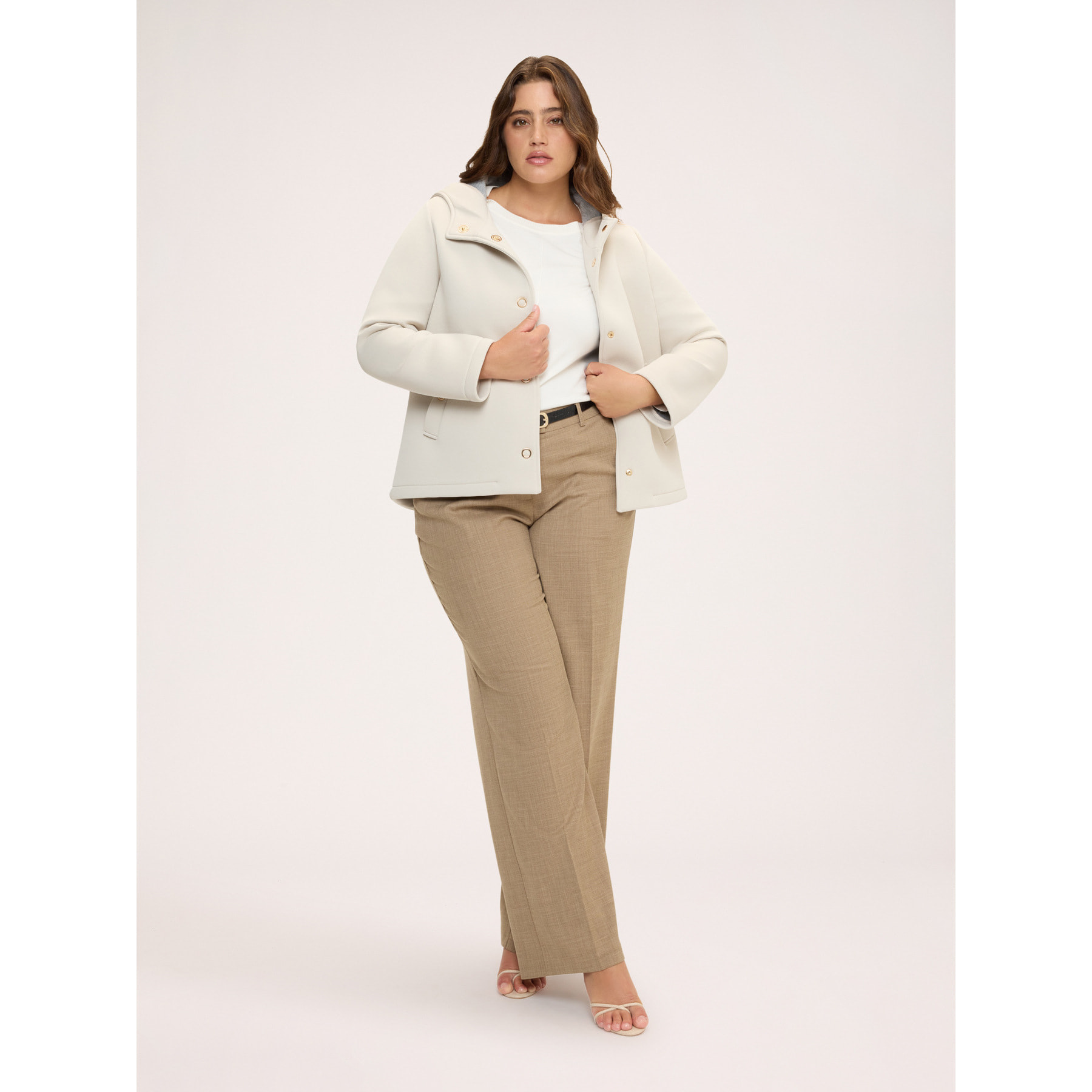 Fiorella Rubino - Giacca in scuba con cappuccio - Beige