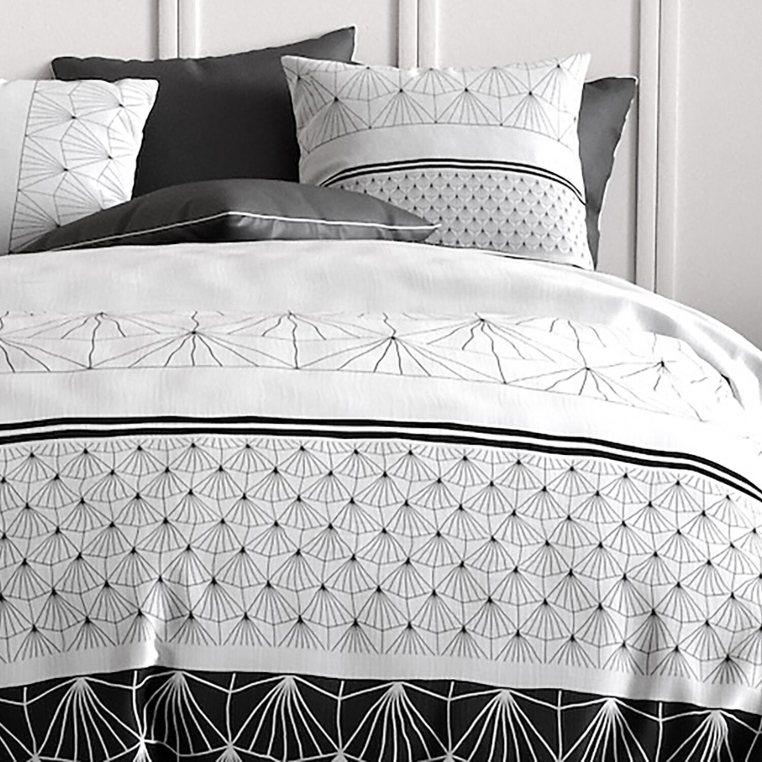 Parure housse de couette imprimé 100% coton - casta - noir