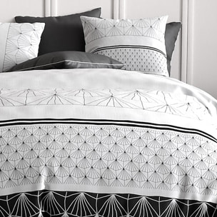 Parure housse de couette imprimé 100% coton - casta - noir