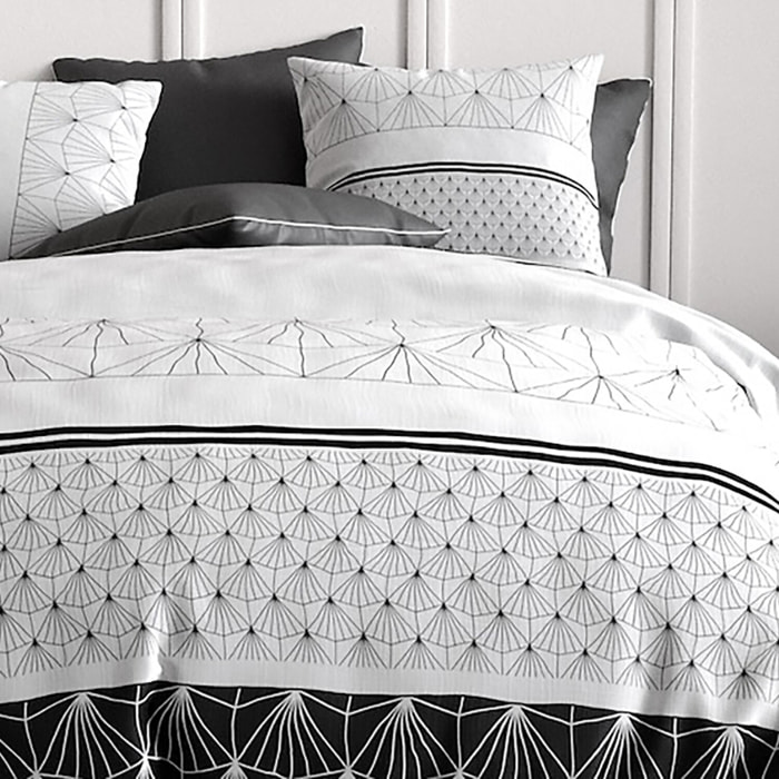 Parure housse de couette imprimé 100% coton - casta - noir
