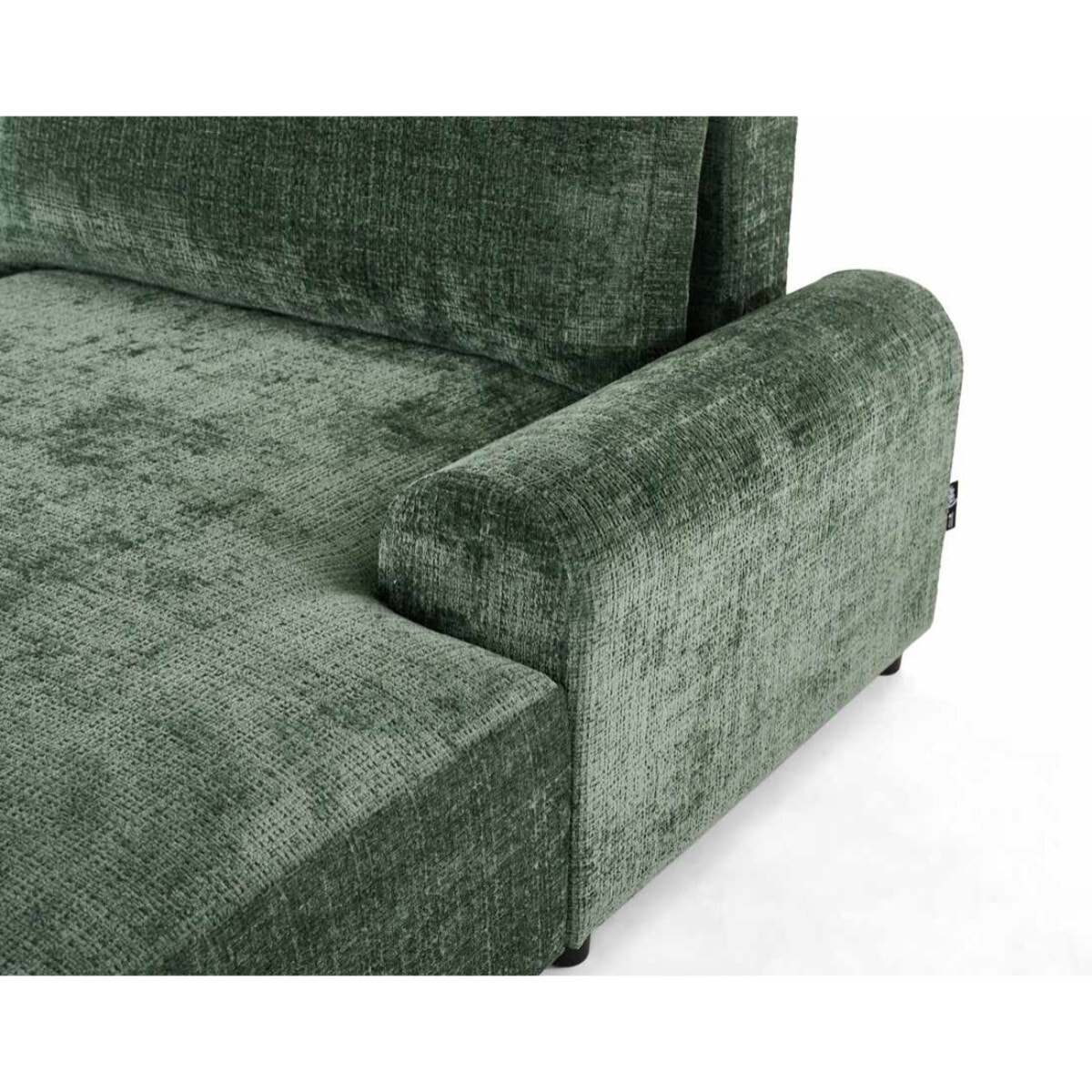 Nelly - canapé d'angle droit 4 places convertible avec coffre en velours texturé - Vert