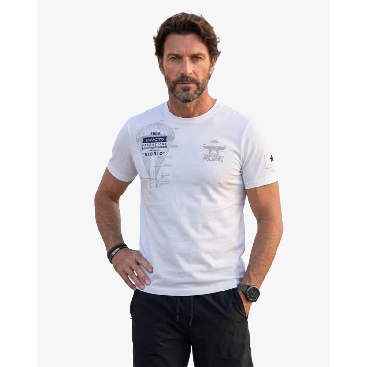 T-shirt Folgore a maniche corte bianca uomo
