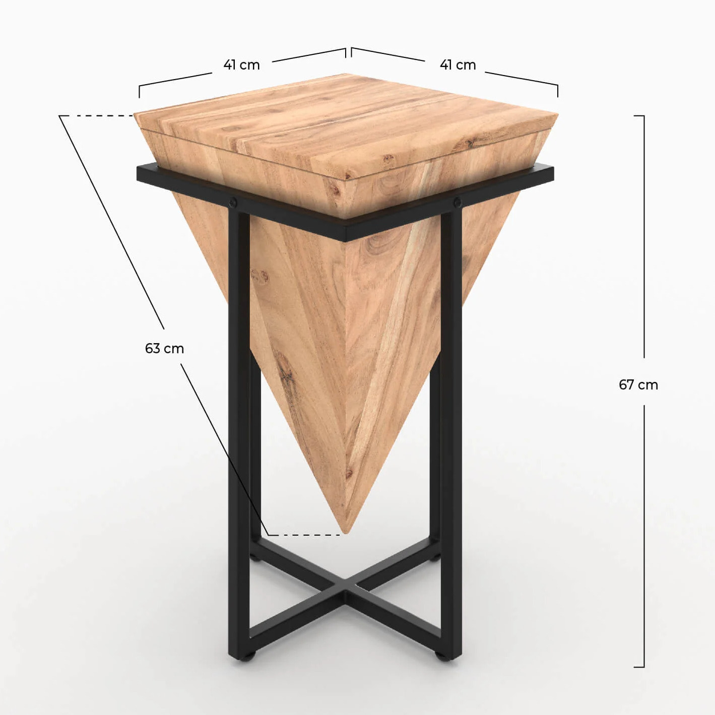 Grande sellette en bois d'acacia et métal - Shanghai