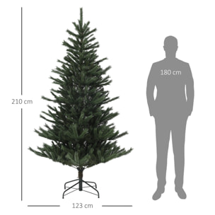 Árbol de Navidad 210 cm Árbol de Navidad Artificial con 793 Ramas y Soporte de Acero Árbol Navideño para Salón Interior Verde