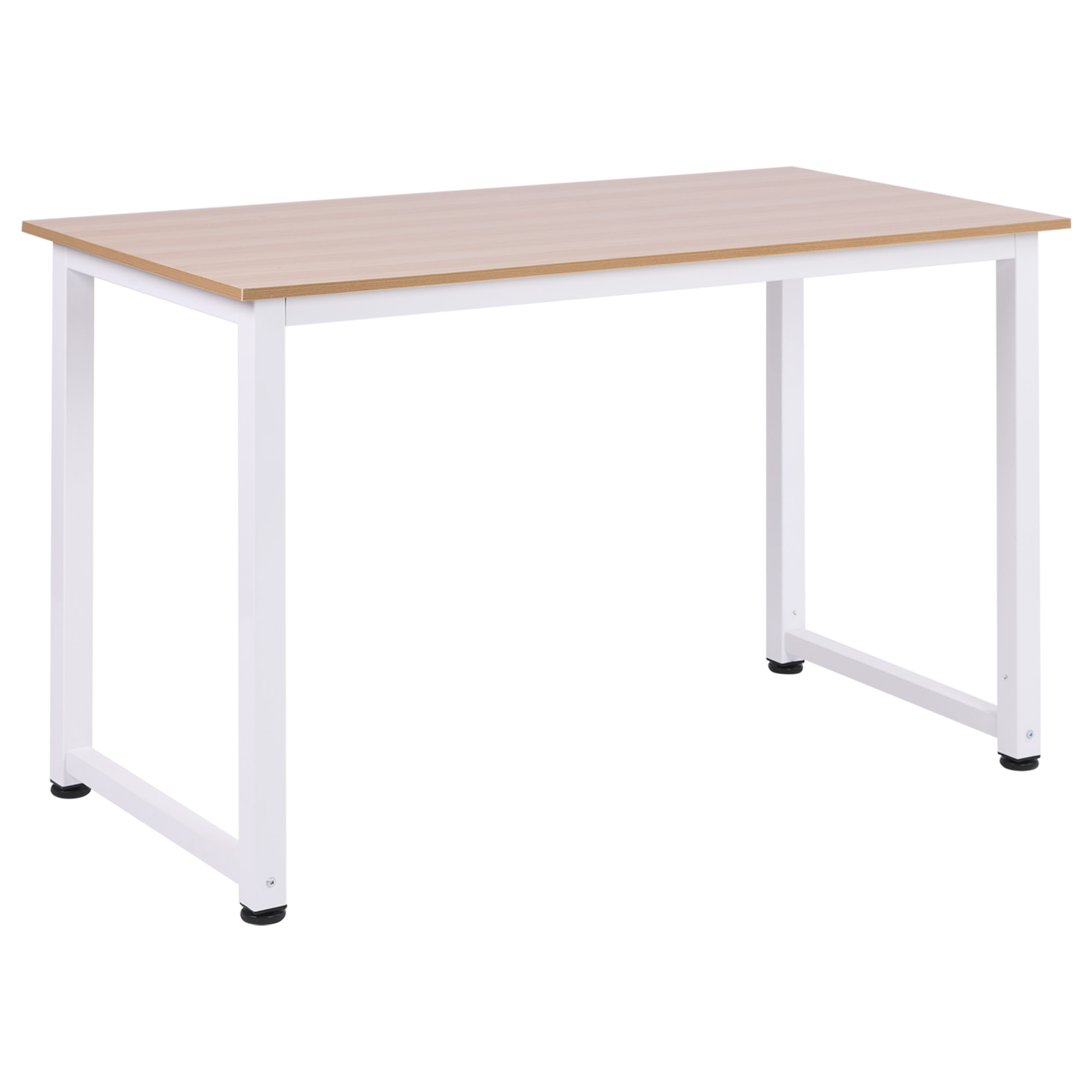 Table d'ordinateur 120L x 60l x 76H cm chêne et blanc multifonction grand plateau cadre robuste en métal