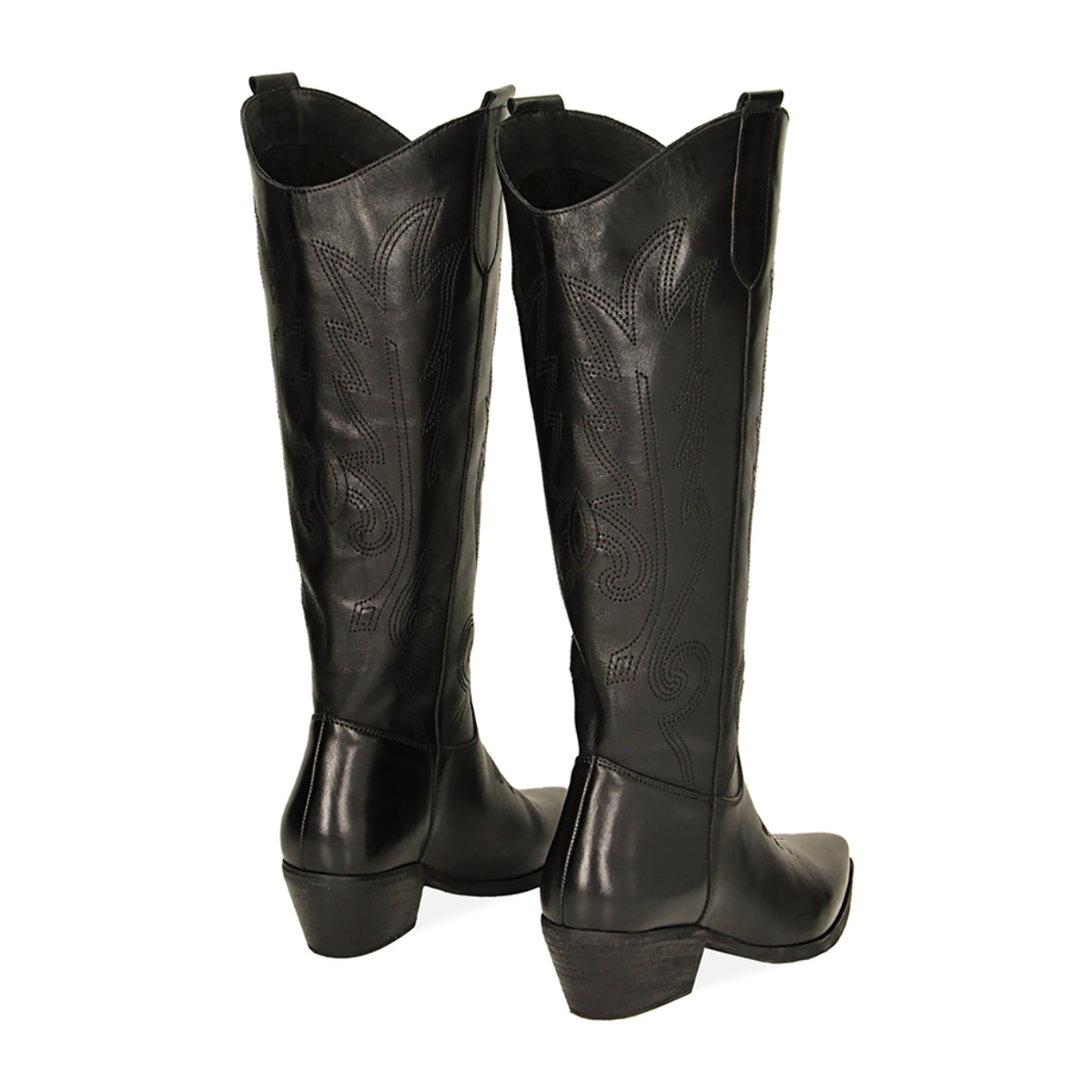 Stivali texani neri in pelle