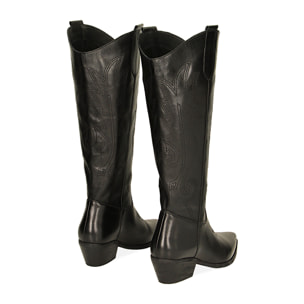 Stivali texani neri in pelle