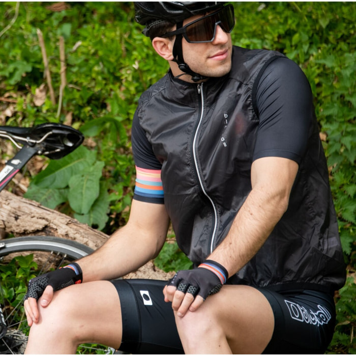 Guantes cortos de ciclismo unisex BLUEBALL Pavé Grip - Negro con arcoíris fino