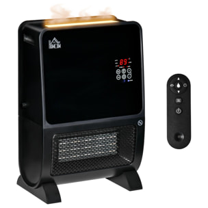 HOMCOM Chauffage humidificateur 2 en 1 avec éclairage LED 3 couleurs - chauffage soufflant 2000 W céramique PTC - 3 modes, timer - télécommande incluse - ABS noir
