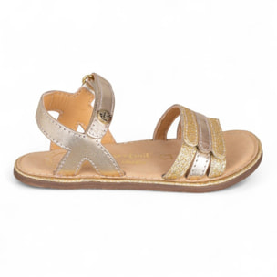 SANDALIA BAREFOOT PIEL CHETTO TIRAS METALIZADAS ORO