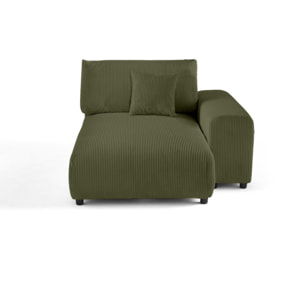 Garance - module d'assise méridienne droit - en velours côtelé - Vert