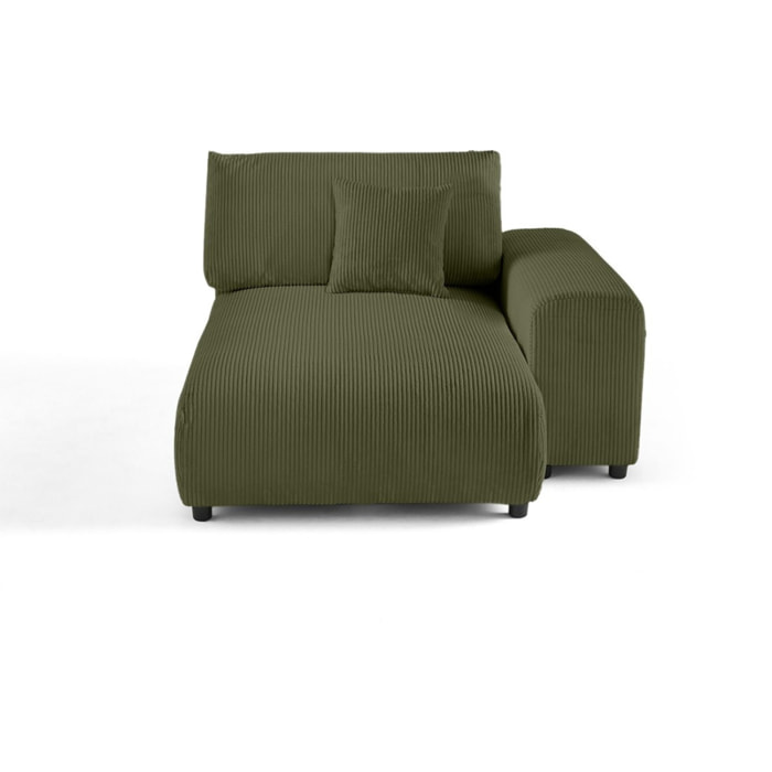 Garance - module d'assise méridienne droit - en velours côtelé - Vert