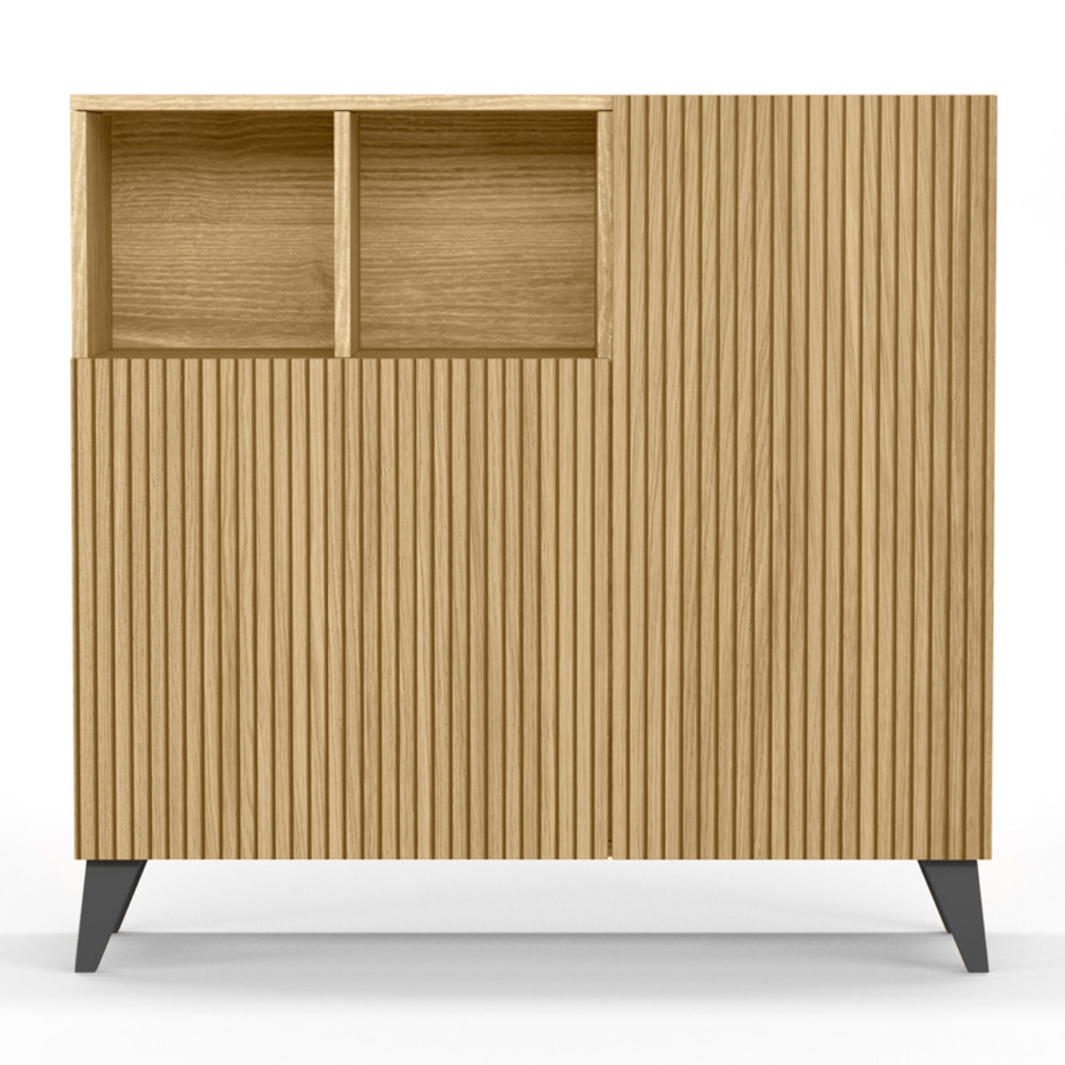 Zapatero Moss melamina roble dorado puerta vallado pata grafito 87x90x27 cm