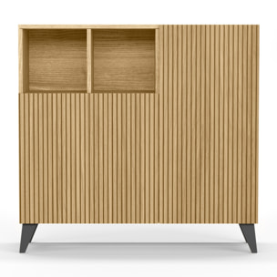 Zapatero Moss melamina roble dorado puerta vallado pata grafito 87x90x27 cm