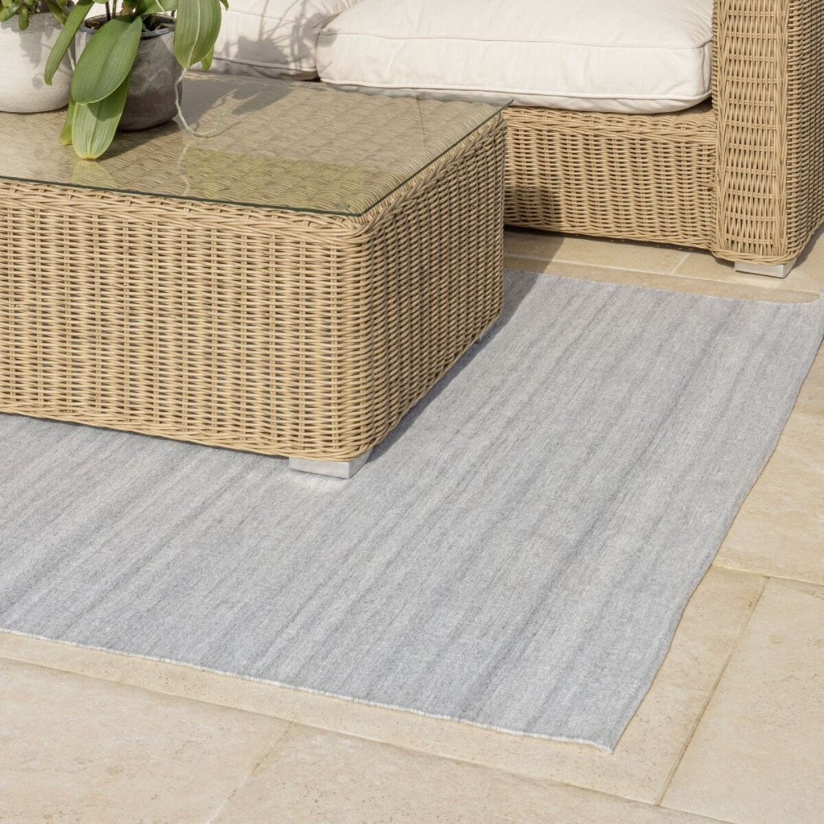 QUENTIN - Tapis d'extérieur rectangulaire 160x230cm gris chiné