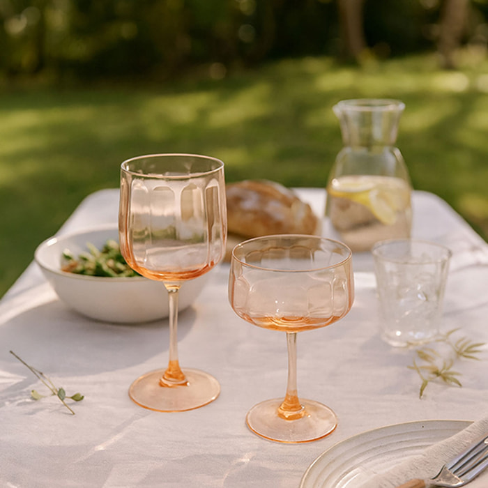 Lot de 4 verres à pied en verre 49cl rose RIVIERA