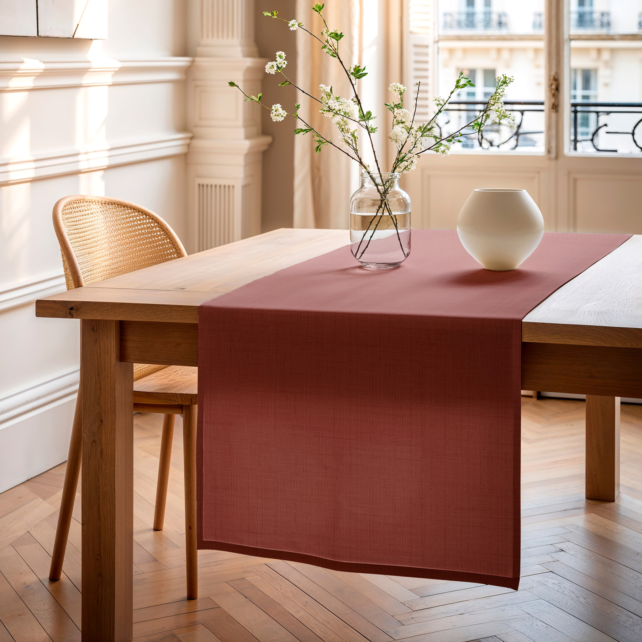 Chemin de table BRIA TERRACOTTA - 100% coton bio