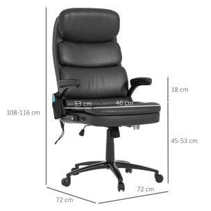Fauteuil de bureau direction massant 6 points inclinable réglable synthétique noir